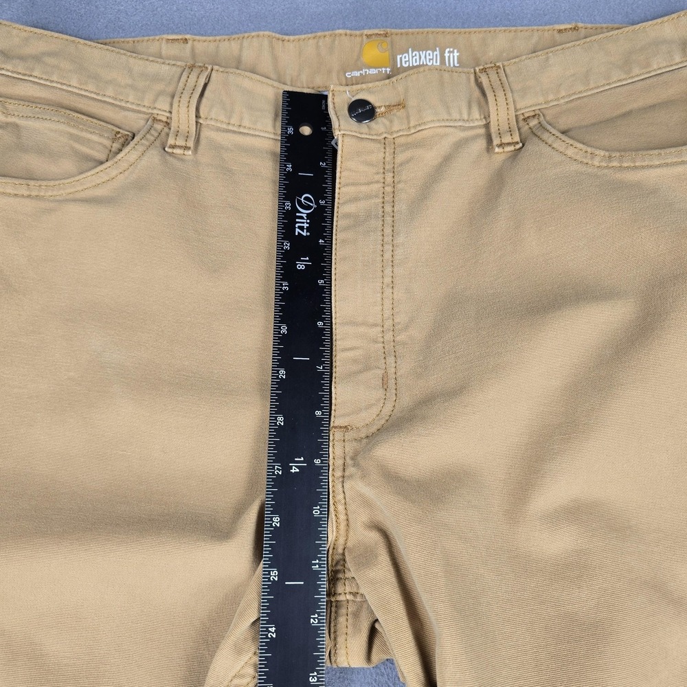 Carhartt Pants Mens 38x31 Beige Relaxed Fit Straight Leg Canvas Workwear Stretch - Picture 8 of 13